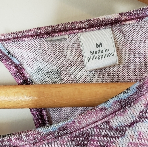 LC Lauren Conrad | Heathered Floral Peplum Top Keyhole Back Size Medium - Picture 5 of 5